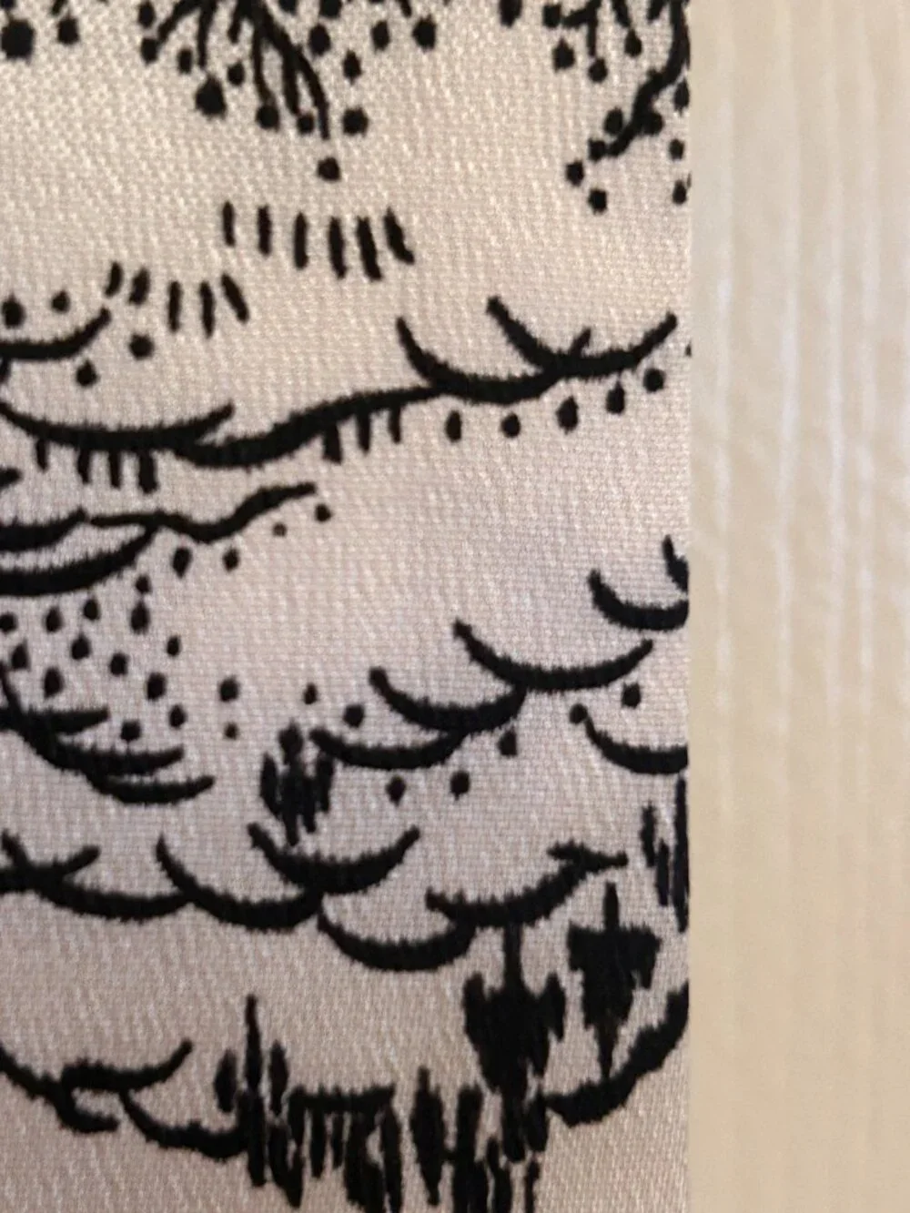 Vintage Toile Asian Scenes Satin Black & White Fabric LONG PIECE 44 x 275 inch